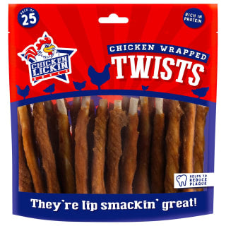 B&M Chicken Lickin Wrapped Twists Dog Treats 25pk