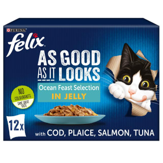  Felix As Good As It Looks Ocean Feasts In Jelly Cat Food 12 X 100g