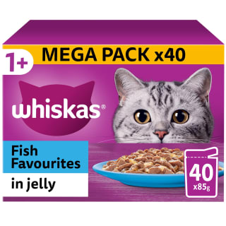  Whiskas 1+ Fish Favourites In Jelly Mega Pack 40pk