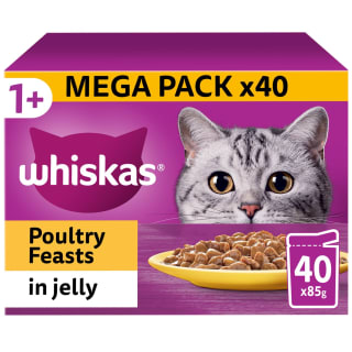  Whiskas 1+ Poultry Feasts In Jelly Mega Pack 40pk