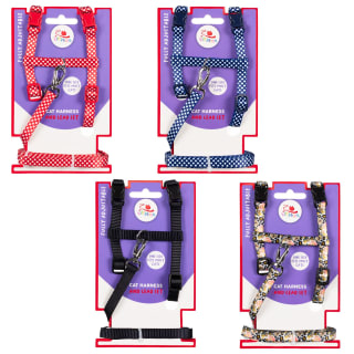  Kittykins Cat Harness & Lead Set - Navy Polka Dot