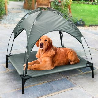B&M Raised Pet Bed With Canopy - Grey