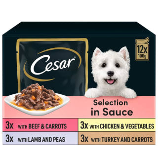  Cesar Deliciously Fresh Wet Dog Food Pouches Favourites In Sauce 12 X 100g