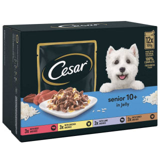  Cesar Senior 10+ Deliciously Fresh Wet Dog Food Pouches In Jelly 12 X 100g