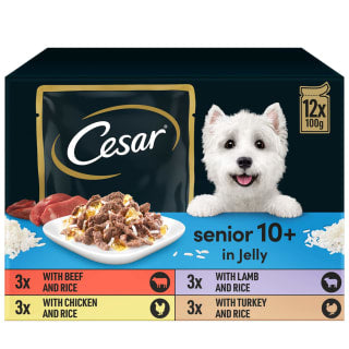  Cesar Senior 10+ Deliciously Fresh Wet Dog Food Pouches In Jelly 12 X 100g