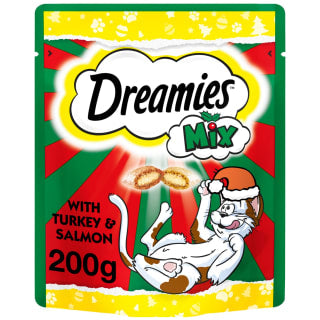  Dreamies Christmas Cat Treats With Turkey And Salmon Flavour 200g