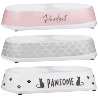 B&M Double Pet Bowl - Grey