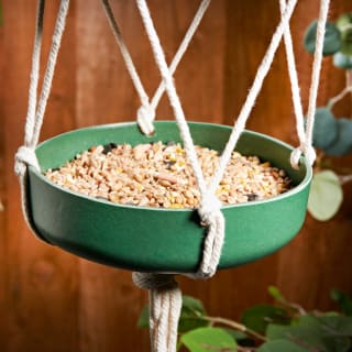  2-in-1 Bamboo Macrame Bird Feeder - Green