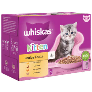  Whiskas Kitten Poultry Feasts In Jelly 12 X 85g