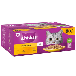  Whiskas 1+ Poultry Feasts In Jelly Mega Pack 80 X 85g