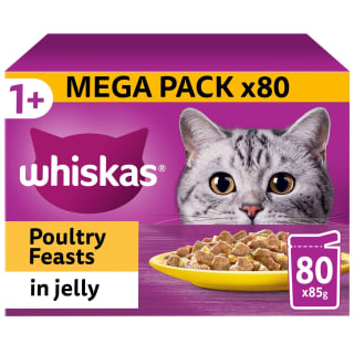  Whiskas 1+ Poultry Feasts In Jelly Mega Pack 80 X 85g